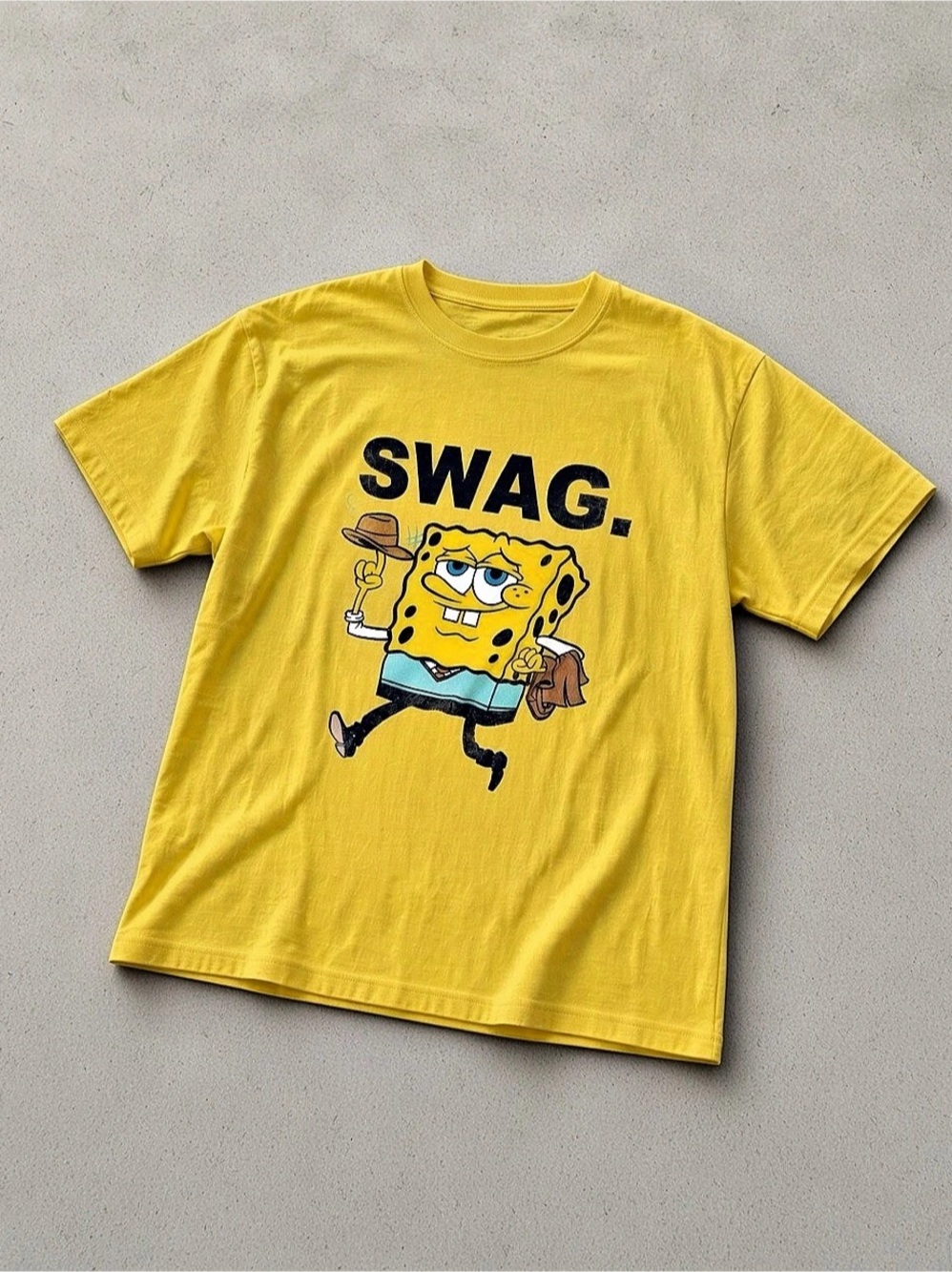 Gildan 5000 Heavy Cotton SpongeBob Graphic Yellow T-Shirt